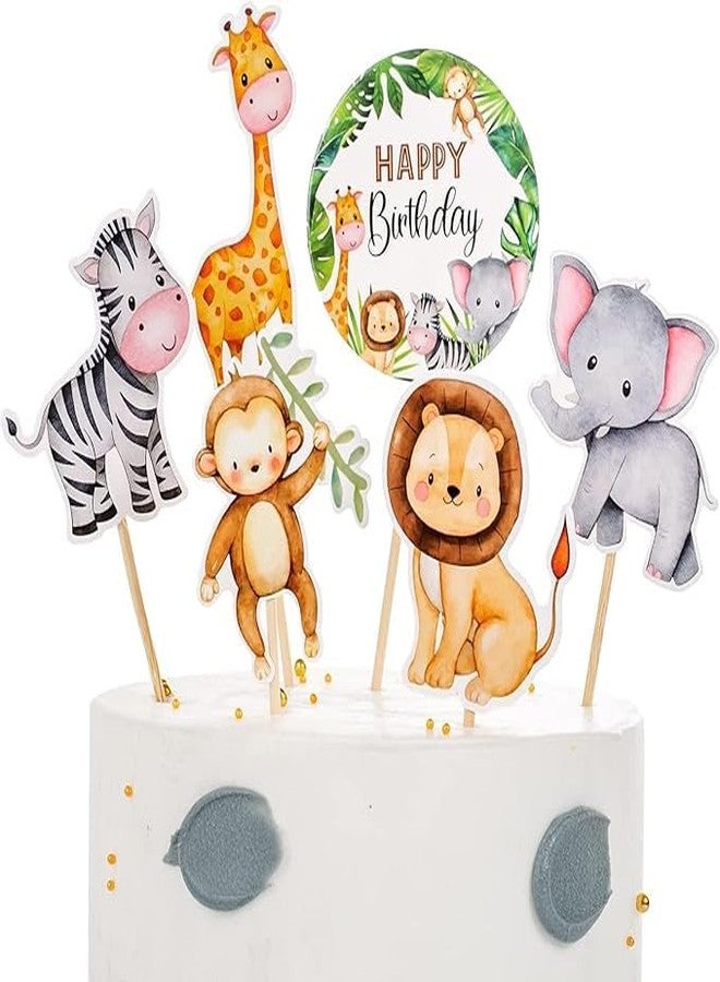 PartyToko Jungle Safari Theme Birthday Cake Topper and Cupcake Topper (6pcs) - Image 2